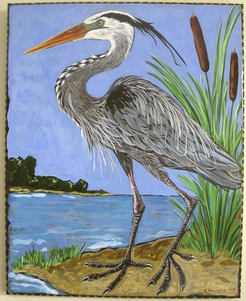 Blue heron acrylic painting