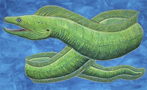 Green moray eel acrylic painting
